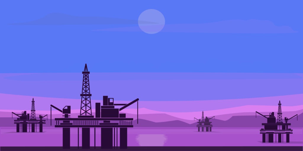 Illustration of Offshore Oil Rigs
